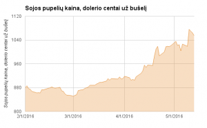 sojos pupeliu kaina CBOT artimiausias kontraktas AgorBirža